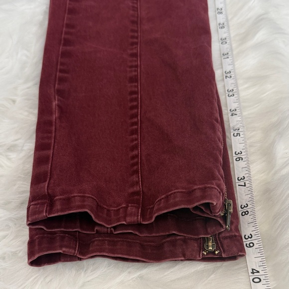 Peruvian Connection Moto Style Skinny Pants in Burgundy Color Size 4 - Picture 7 of 8